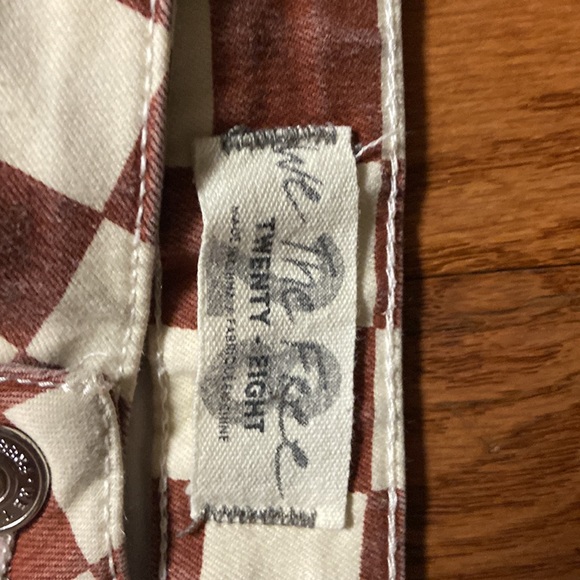 NWOT Free  People We The Free Float On Checkered Flared Jeans - Picture 7 of 12